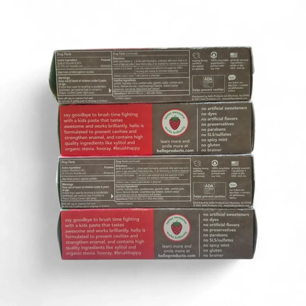 4 Hello Wild Strawberry Kids  Anticavity Fluoride Toothpaste, 4.2oz  Exp 11/2026